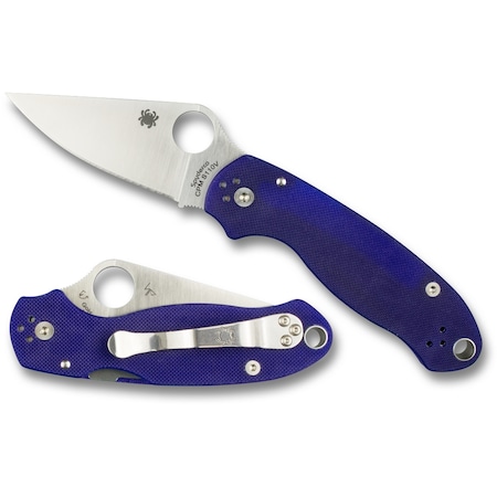 Spyderco 2024 Spyderco Para 3 G-10 Dark Blue Cpm S110V Plain SPY-C223GPDBL